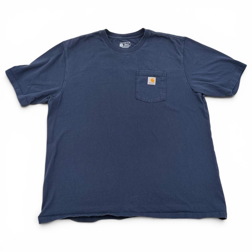 Carhartt Pocket T-Shirt Mens XL Blue Graphic Back Loose Fit